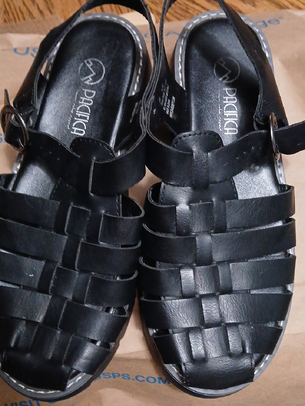 Pacifica Black Woven Slingback Sandals,sz.6